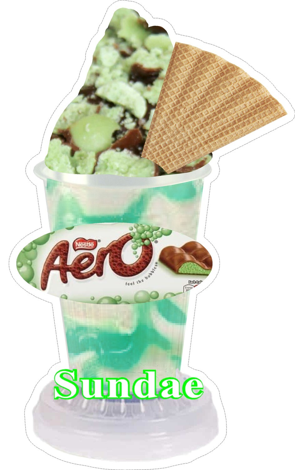 whippy soft ice cream mint aero with wafer  sundae Vinyl Printed Sticker
