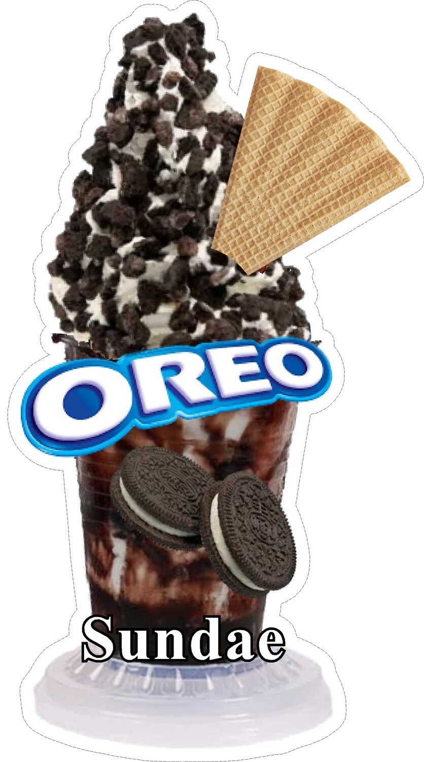 whippy soft ice cream oreo with wafer sundae Vinyl Printed Sticker