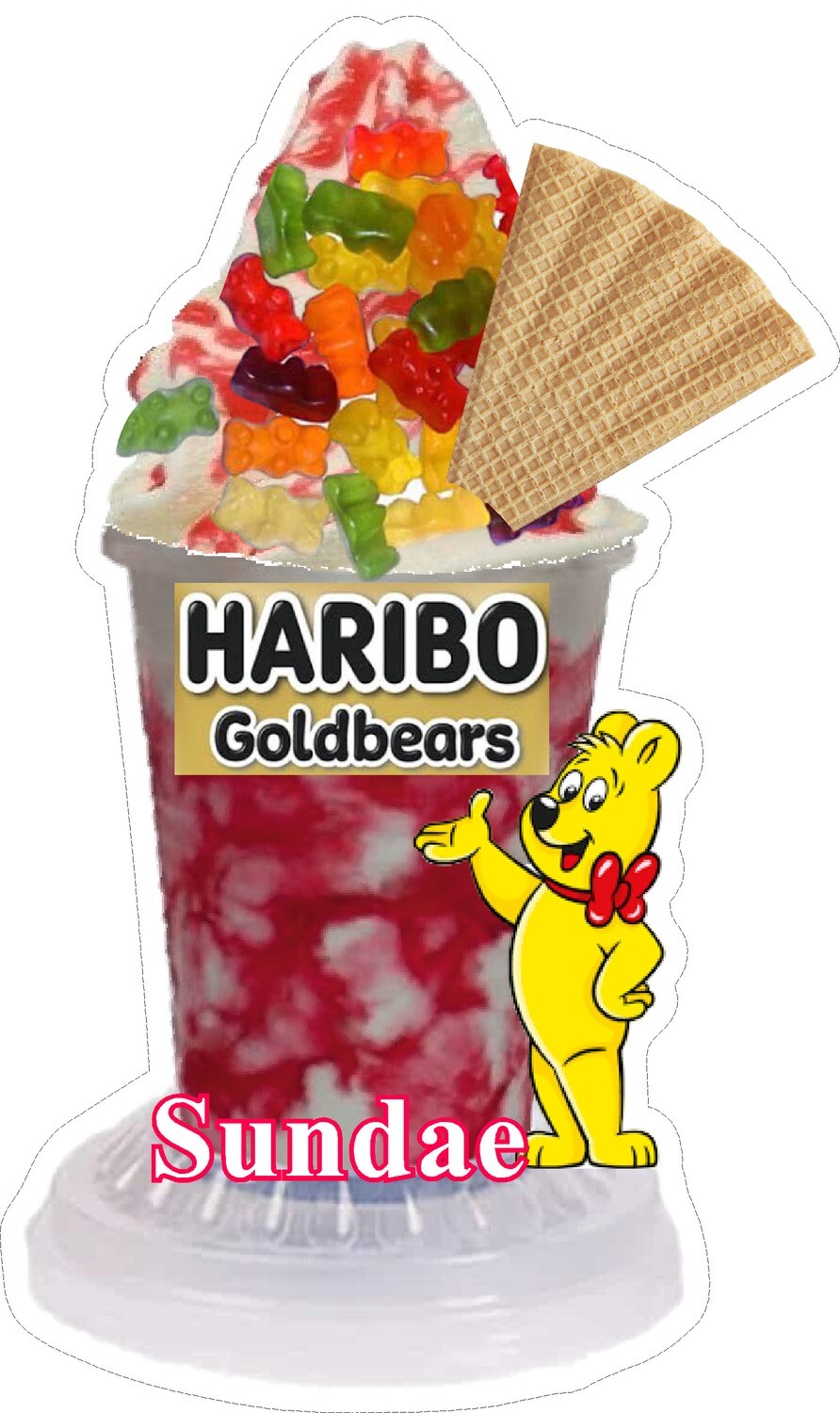 whippy soft ice cream haribo gold bears with wafer sundae Vinyl Printed Sticker