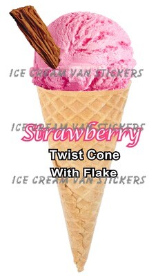 Hard Scooped  strawberry   Ice Cream  twist  Cone with flake