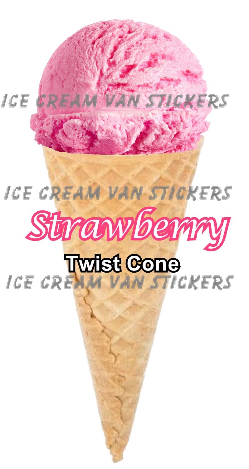 Hard Scooped  strawberry   Ice Cream  twist  Cone