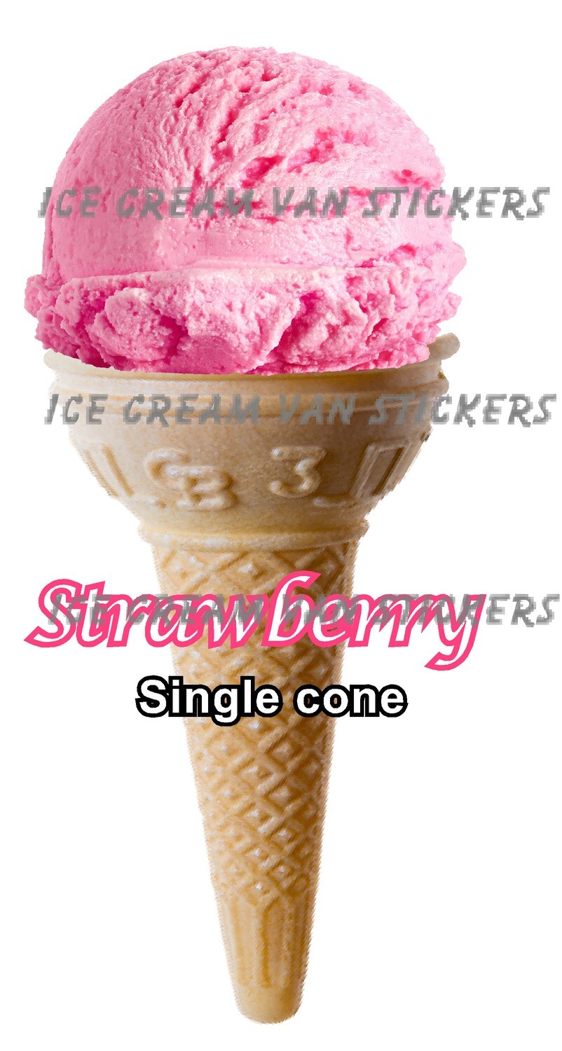 Hard Scooped Strawberry Ice Cream Single Cone 