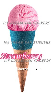 Hard Scooped  strawberry  Ice Cream twisty blue sherbet   Cone
