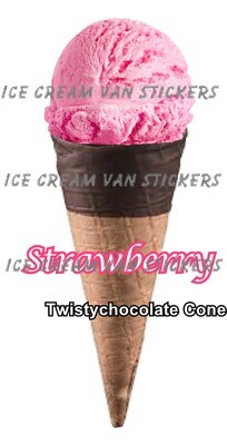 Hard Scooped  strawberry  Ice Cream twisty chocolate   Cone