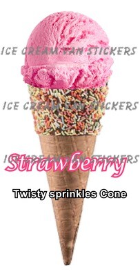 Hard Scooped  strawberry  Ice Cream sprinkle twist  Cone