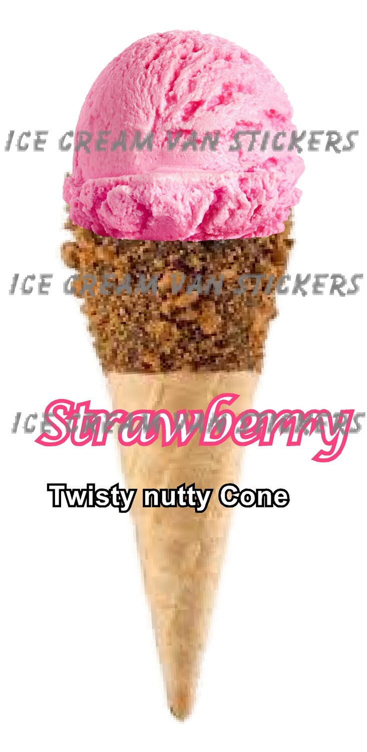 Hard Scooped  strawberry  Ice Cream twisty nutty  Cone
