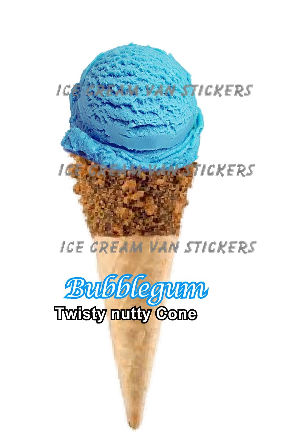 Hard Scooped bubblegum  flavoured Ice Cream twisty nutty Cone