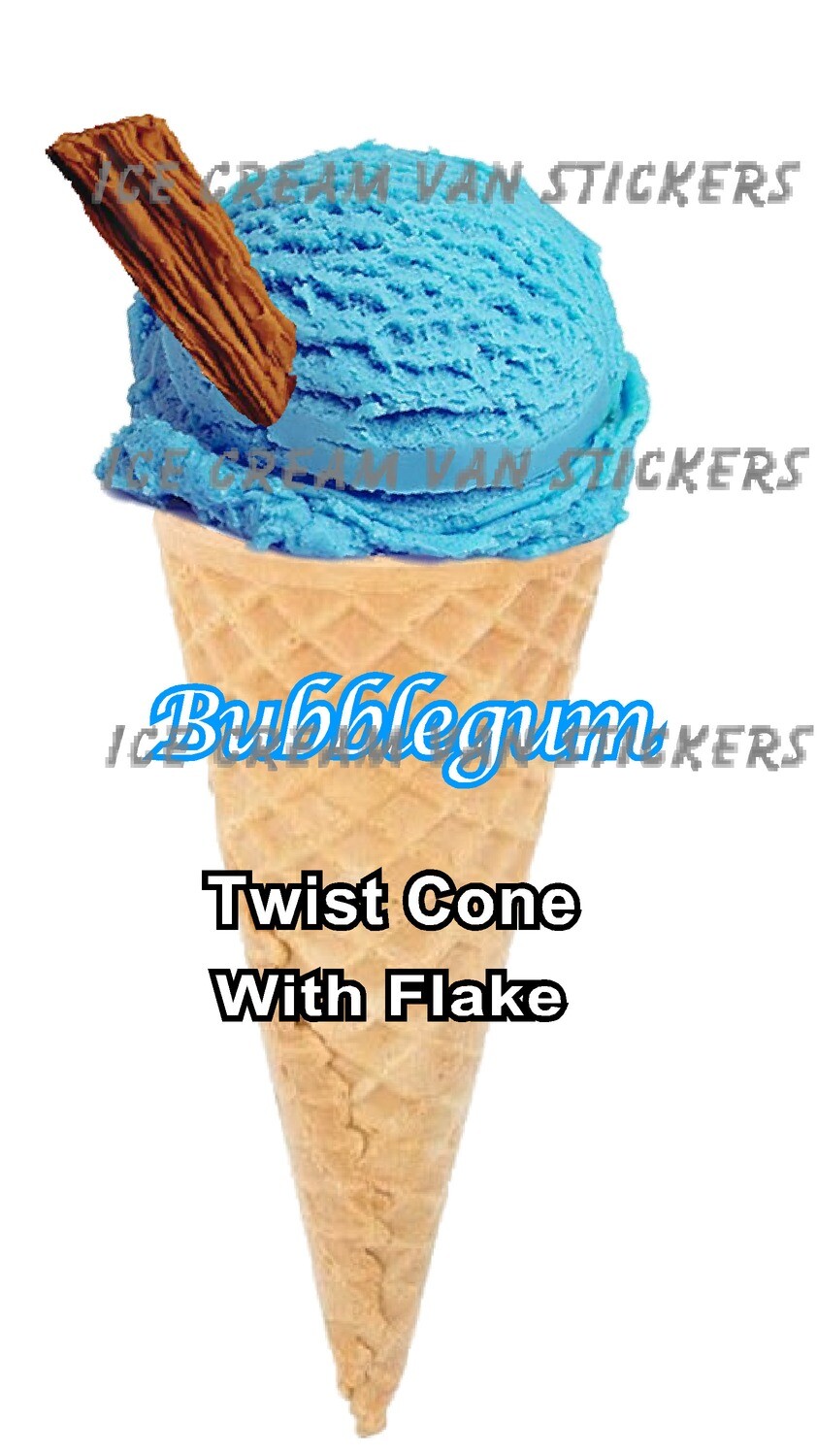 Hard Scooped bubblegum  Ice Cream  twist  Cone with flake