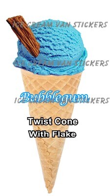 Hard Scooped bubblegum  Ice Cream  twist  Cone with flake