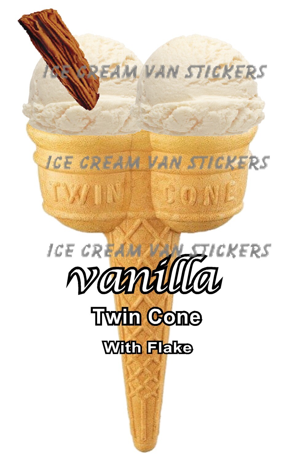 Hard Scooped double vanilla 
Ice Cream Twin Cone with flake