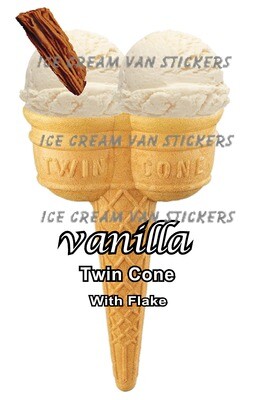 Hard Scooped double vanilla 
Ice Cream Twin Cone with flake