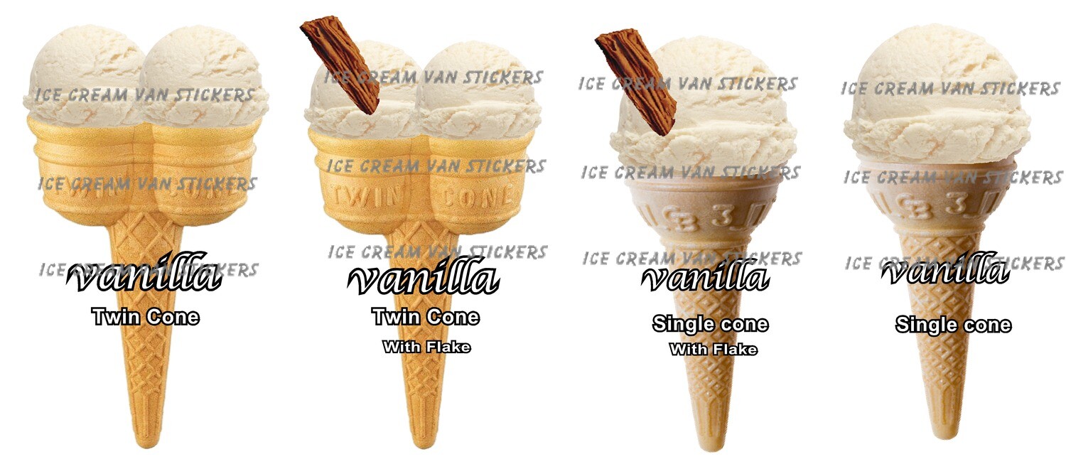Set of 4  Hard Scooped ice Cream cones vanilla  flavour