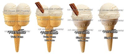 Set of 4  Hard Scooped ice Cream cones vanilla  flavour