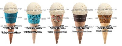 Set of 5 Hard Scooped ice Cream cones vanilla  flavour