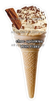 Hard Scoopedvanilla  flavoured Ice Cream chocolate sprinkles single  Cone with flake