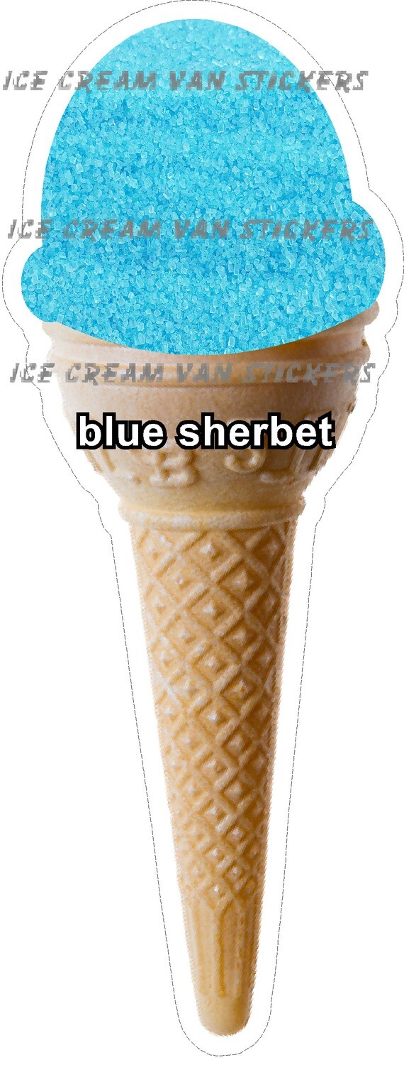 Hard Scooped vanilla  flavoured Ice Cream blue sherbet  single  Cone