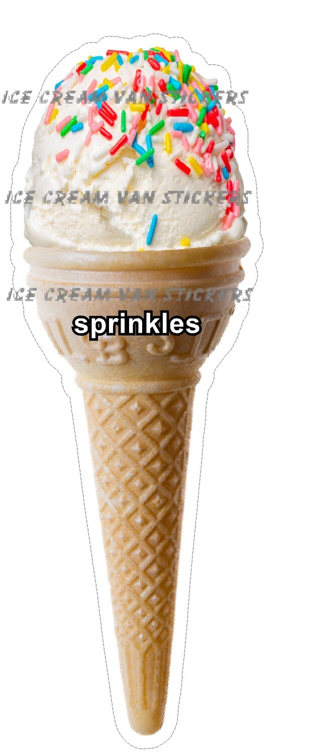 Hard Scooped vanilla  flavoured Ice Cream sprinkles   single  Cone