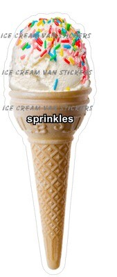 Hard Scooped vanilla  flavoured Ice Cream sprinkles   single  Cone