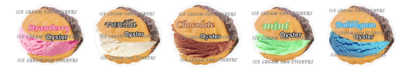 Set of 5  Hard Scooped ice Cream oysters mixed  flavour