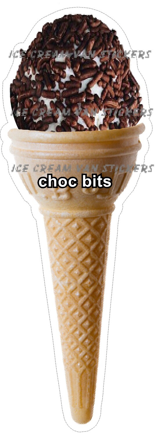 Hard Scooped vanilla  flavoured Ice Cream choc bits single  Cone