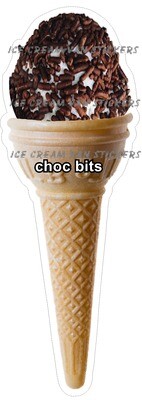 Hard Scooped vanilla  flavoured Ice Cream choc bits single  Cone