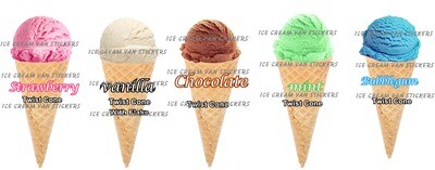 Set of 5  Hard Scooped ice Cream twist  cones   mixed  flavour
