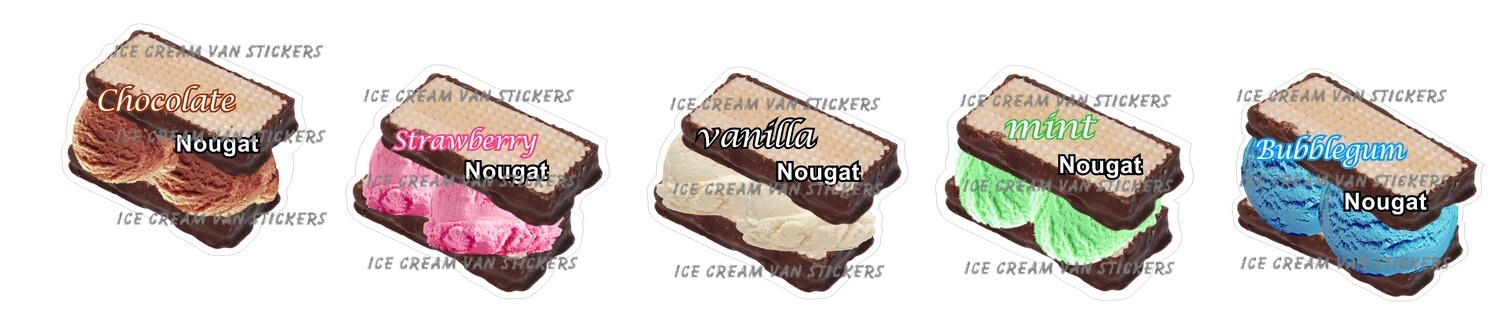 Set of 5  Hard Scooped ice Cream nougats mixed  flavour