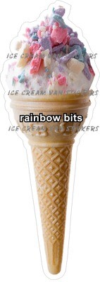 Hard Scooped vanilla  flavoured Ice Cream rainbow bits  single  Cone