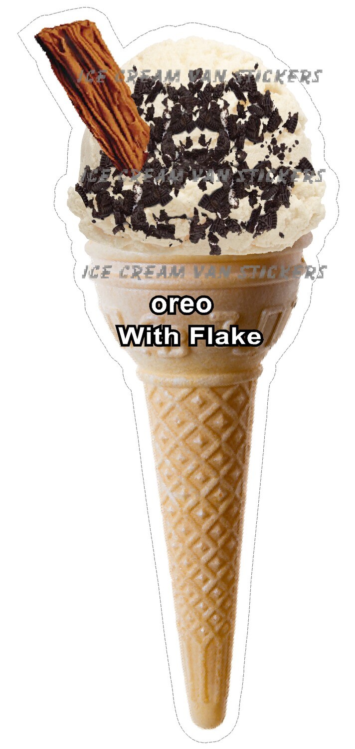 Hard Scooped vanilla  flavoured Ice Cream oreo  single  Cone with flake