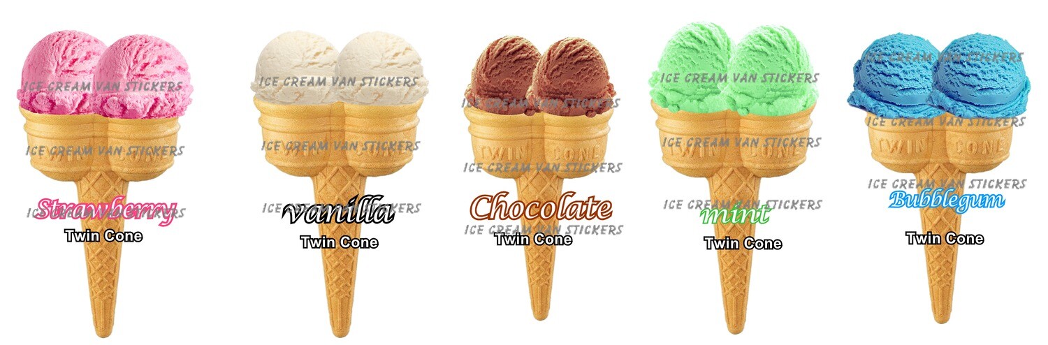 Set of 5   Hard Scooped ice Cream double cones mixed   flavour