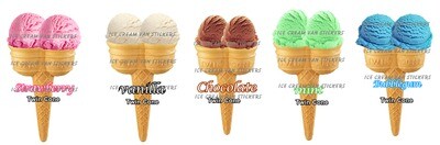Set of 5   Hard Scooped ice Cream double cones mixed   flavour