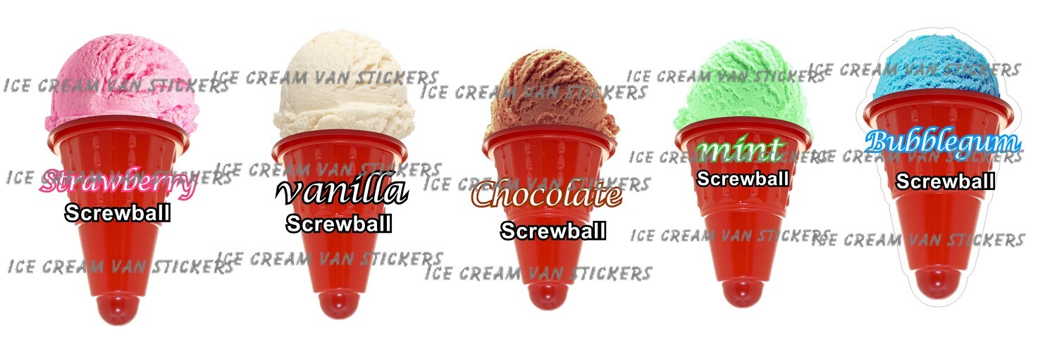 Set of 5  Hard Scooped ice Cream screwballs  mixed  flavour