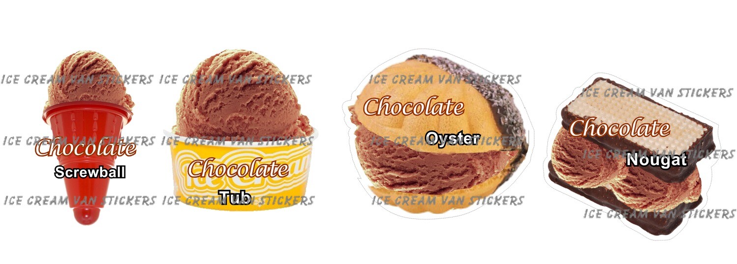 Set of 4 Hard Scooped ice Cream cones chocolate flavour screwball,tub,oyster,nougat