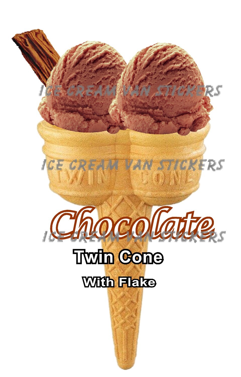Hard Scooped  double chocolate  Ice Cream Twin Cone with flake