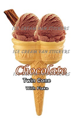 Hard Scooped  double chocolate  Ice Cream Twin Cone with flake