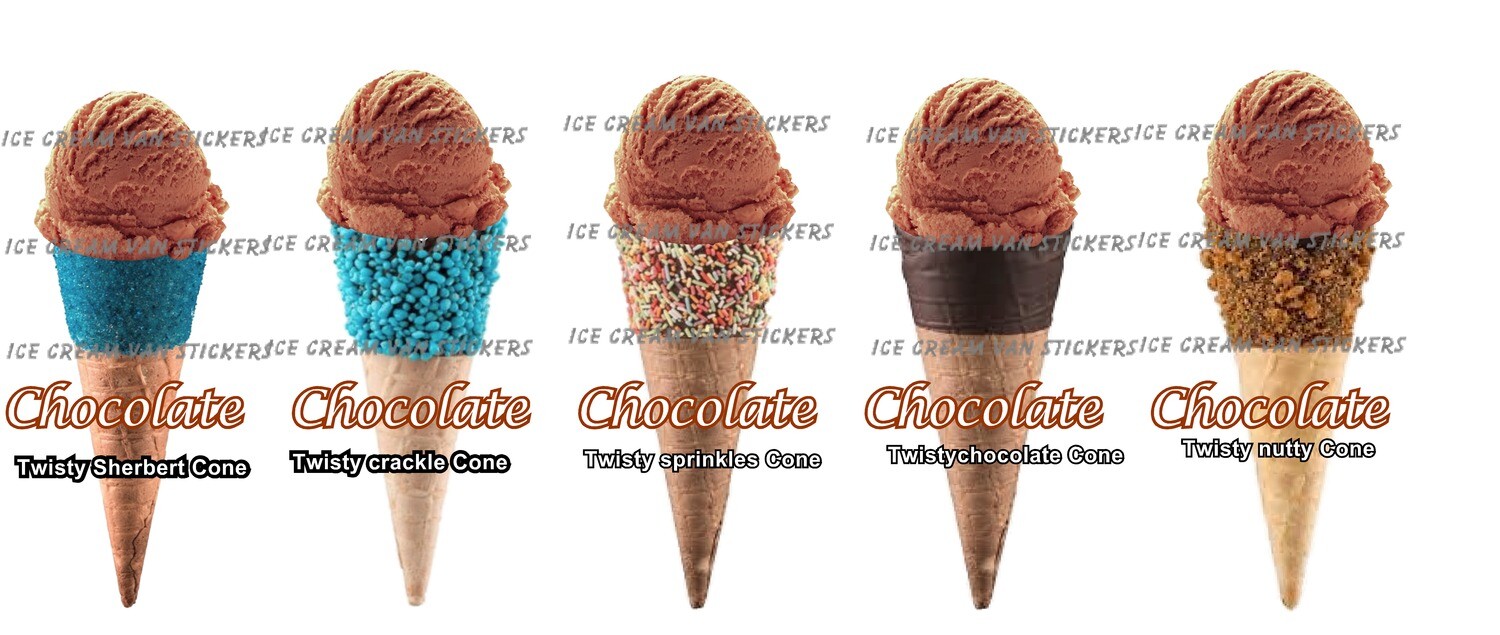Set of 5 Hard Scooped ice Cream cones chocolate flavour