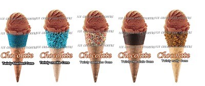 Set of 5 Hard Scooped ice Cream cones chocolate flavour