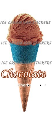 Hard Scooped chocolate  flavoured Ice Cream twisty blue sherbet Cone