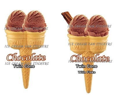 2 x Hard Scooped  chocolate   Ice Cream  double  Cone and double cone  with flake