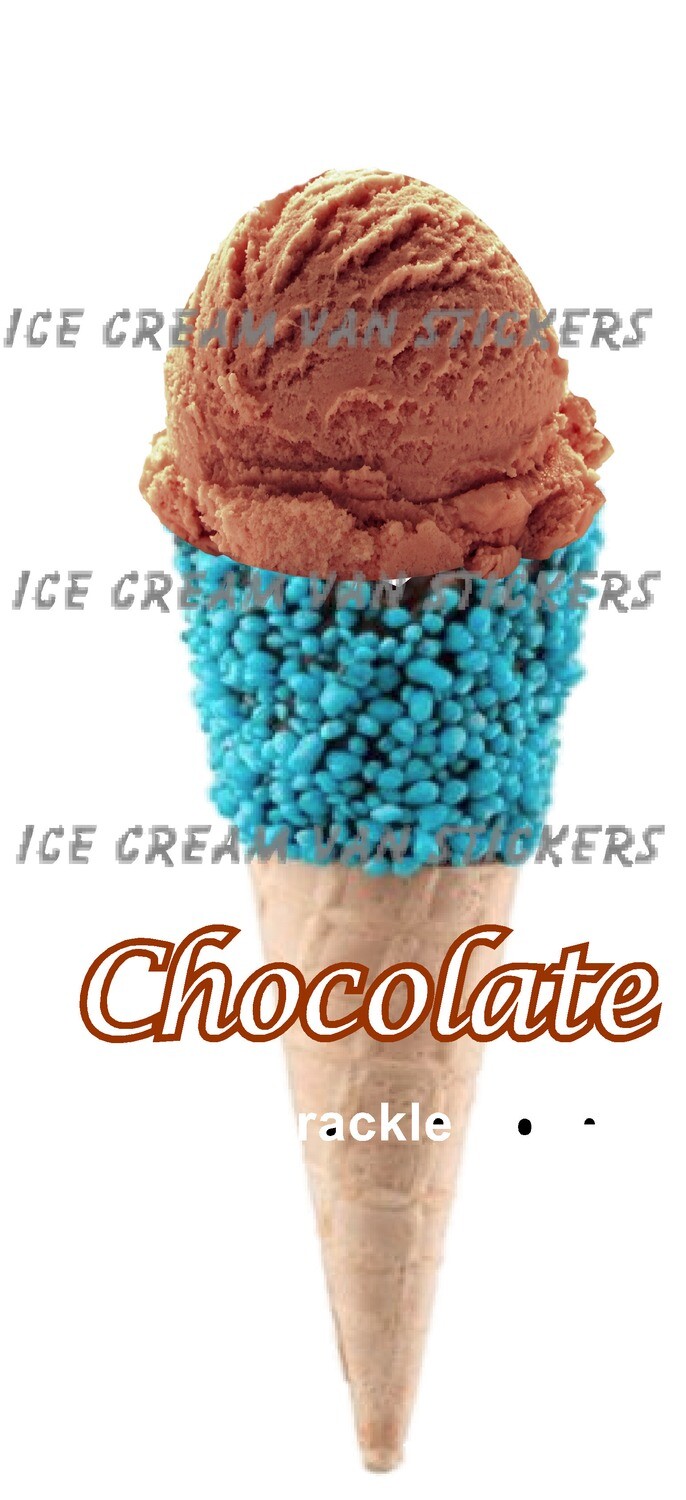 Hard Scooped chocolate  flavoured Ice Cream twisty blue bits Cone