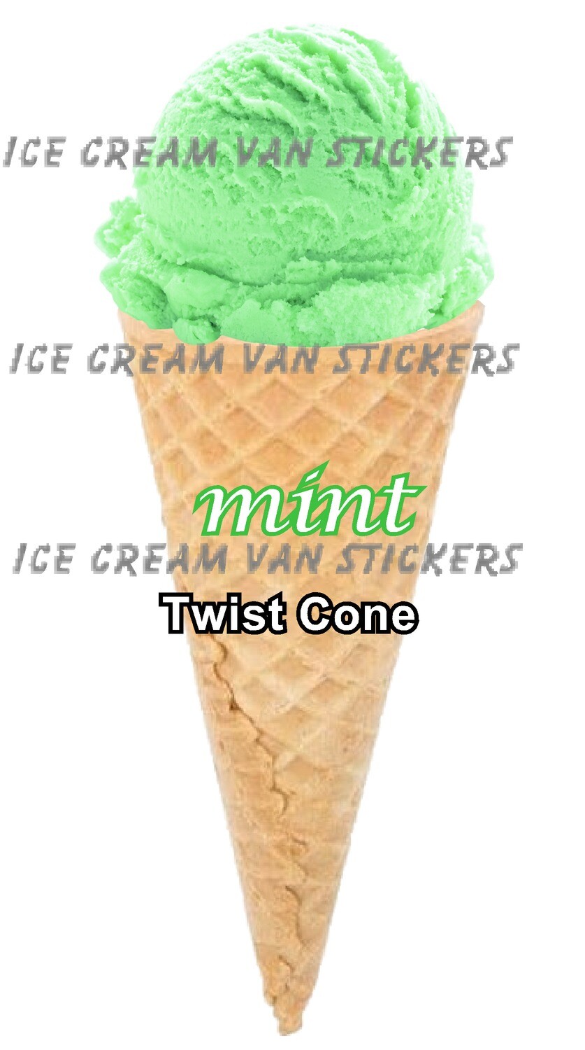 Hard Scooped mint  flavoured single twist Ice Cream  cone