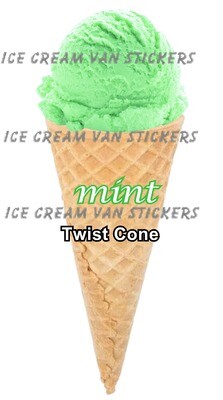 Hard Scooped mint  flavoured single twist Ice Cream  cone