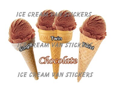 Set of 3 Hard Scooped ice Cream cones chocolate flavour