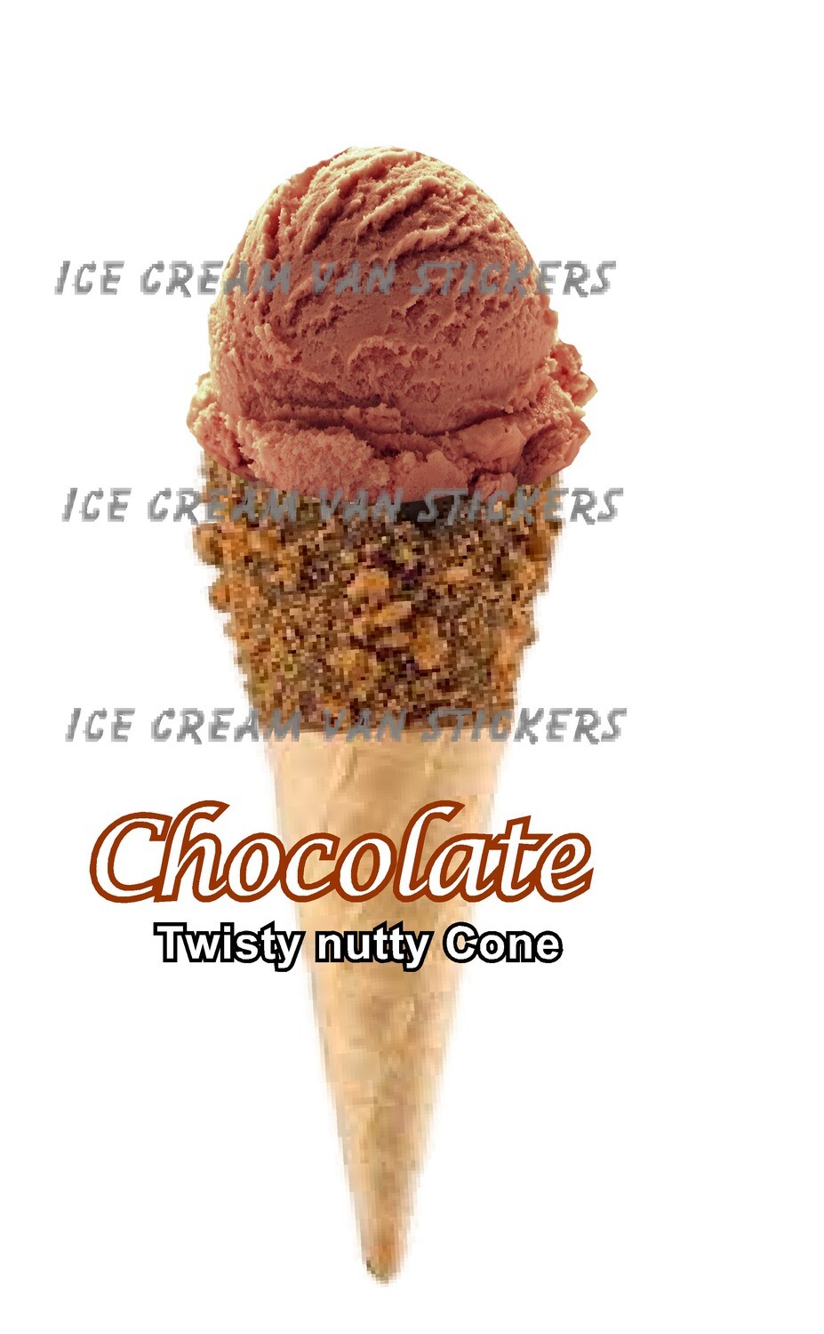 Hard Scooped chocolate  flavoured Ice Cream twisty nutty Cone