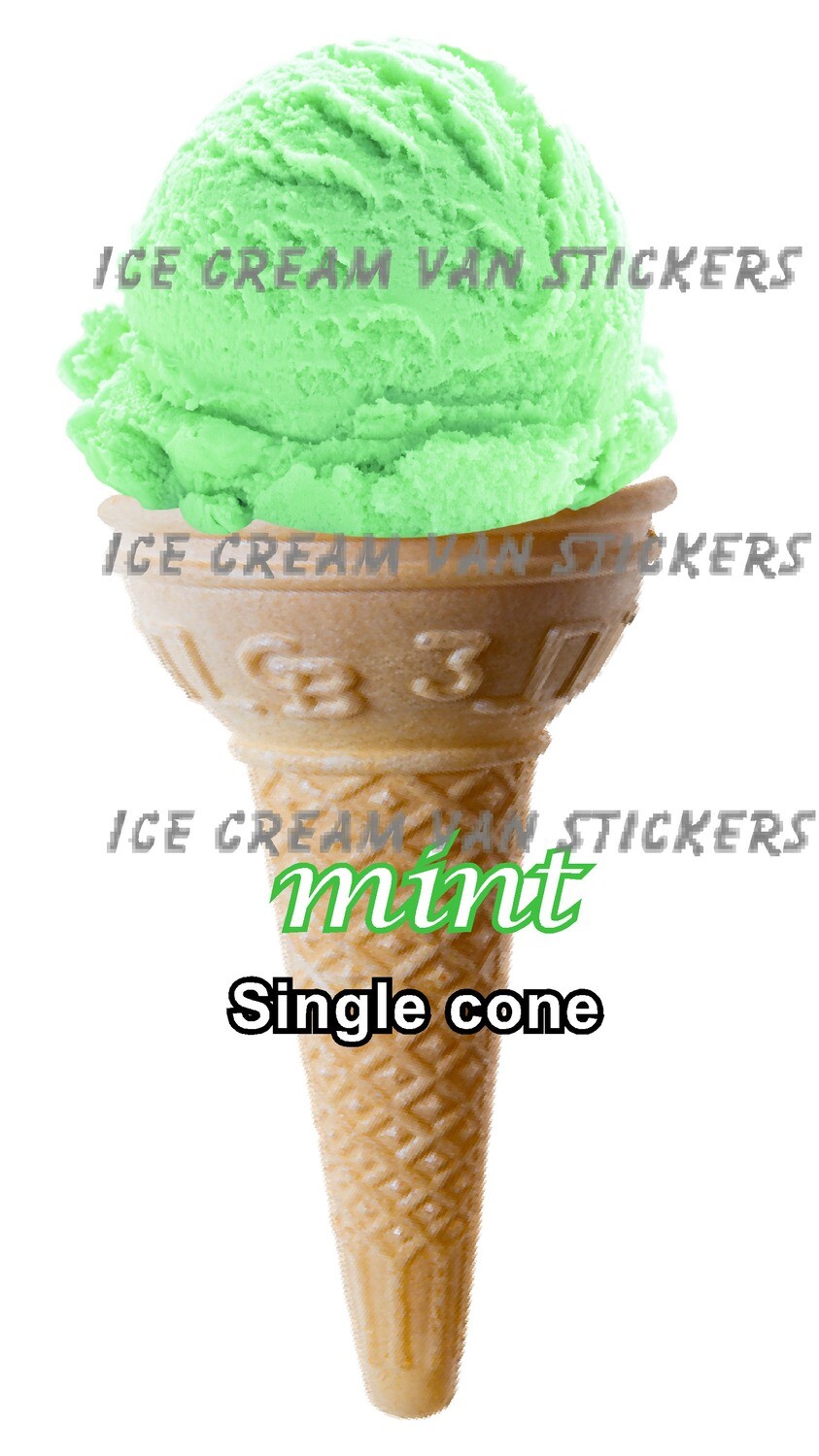 Hard Scooped mint  flavoured single Ice Cream  cone
