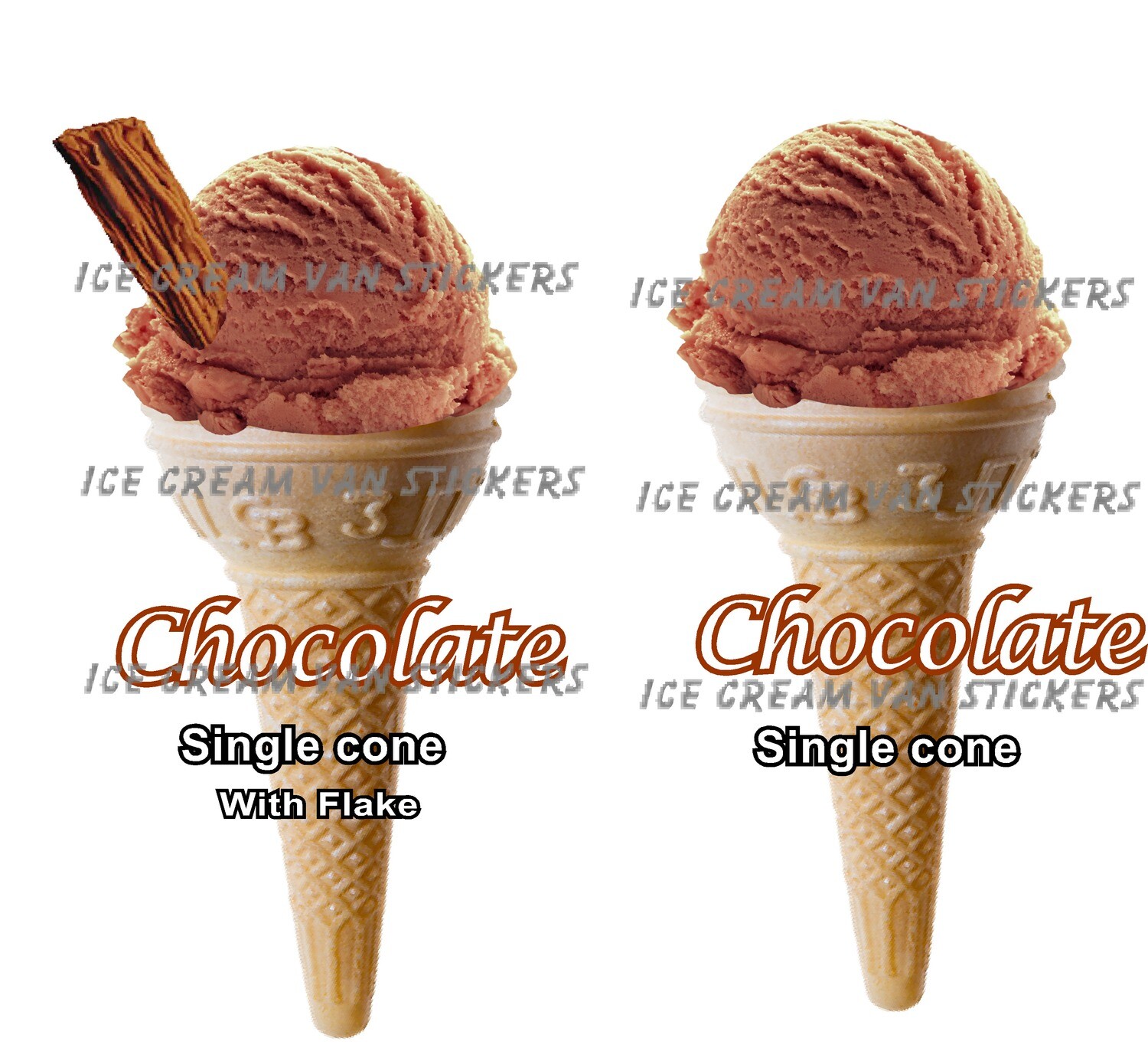 2 x Hard Scooped  chocolate   Ice Cream single  Cone and single  cone  with flake