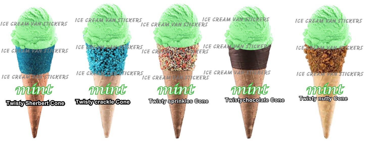 5 x Hard Scooped mint  flavoured Ice Cream cones