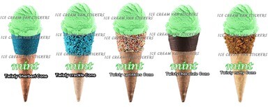 5 x Hard Scooped mint  flavoured Ice Cream cones