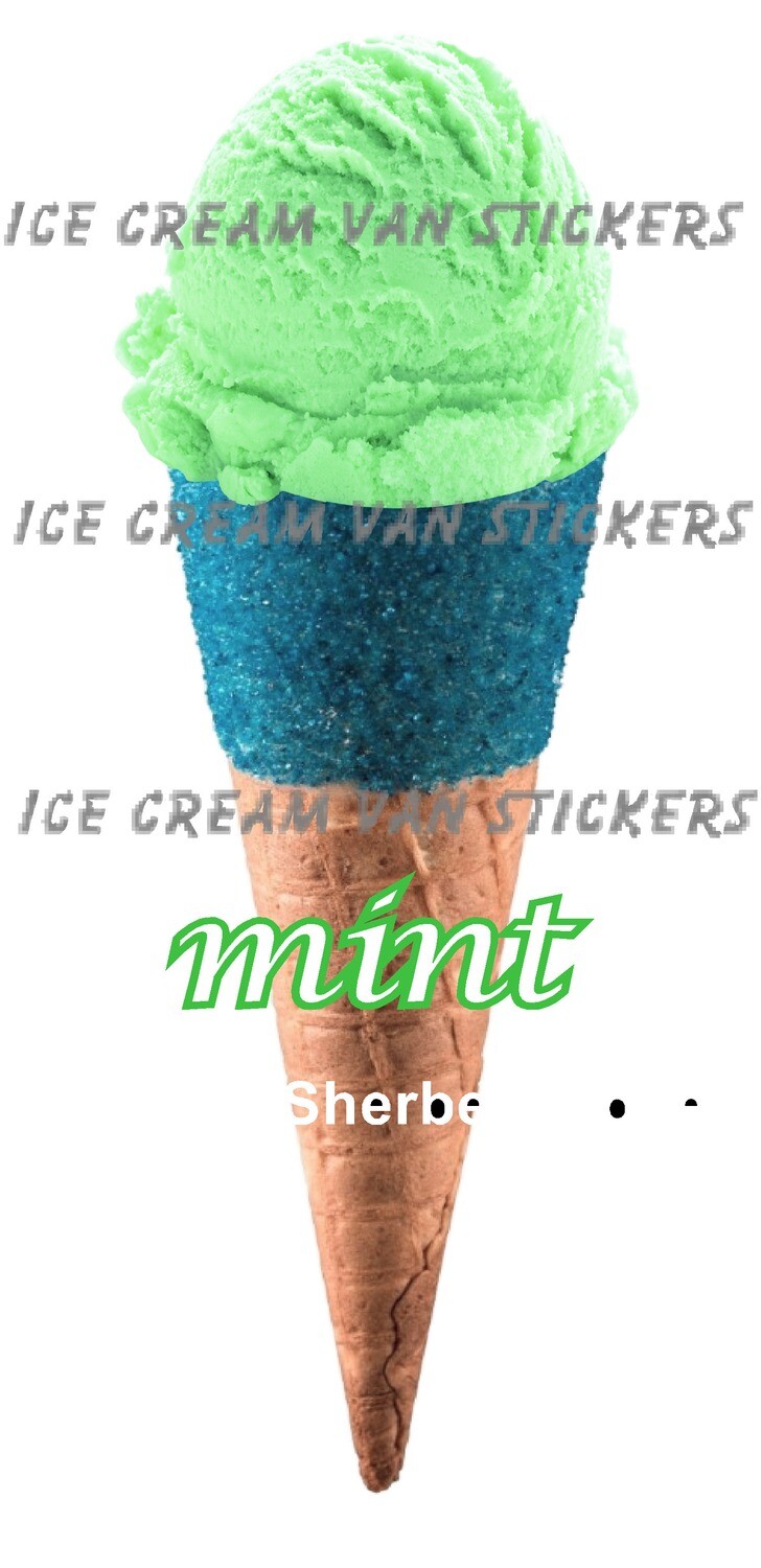 Hard Scooped mint  flavoured Ice Cream twisty blue sherbet
 Cone