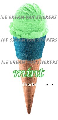 Hard Scooped mint  flavoured Ice Cream twisty blue sherbet
 Cone